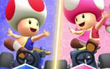 Toad en Toadette nemen het tegen elkaar op in Mario Kart Tour
