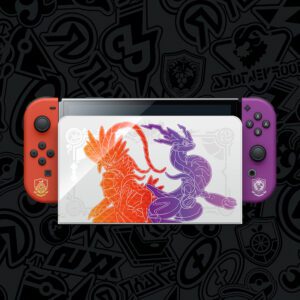 Voorkant dock van Nintendo Switch OLED - Scarlet & Violet