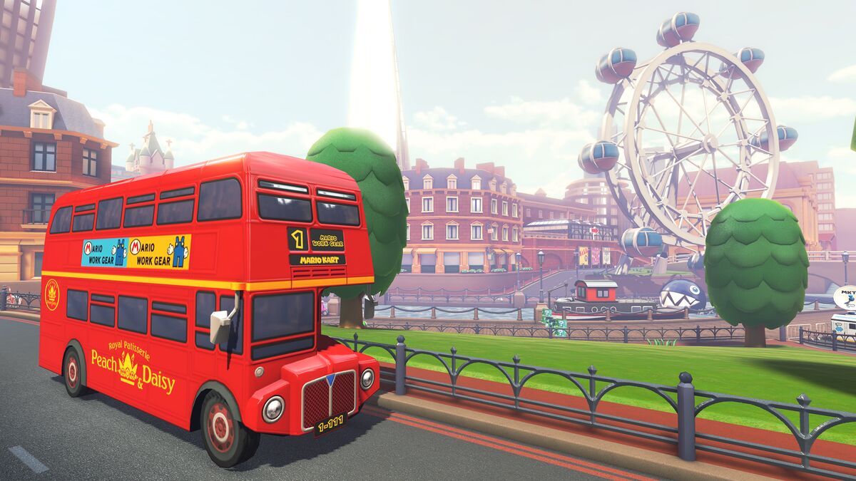 Afbeelding van Londen-Ronde, een van de Mario KArt 8 Deluxe-banen geüpdate in Version 2.2.1