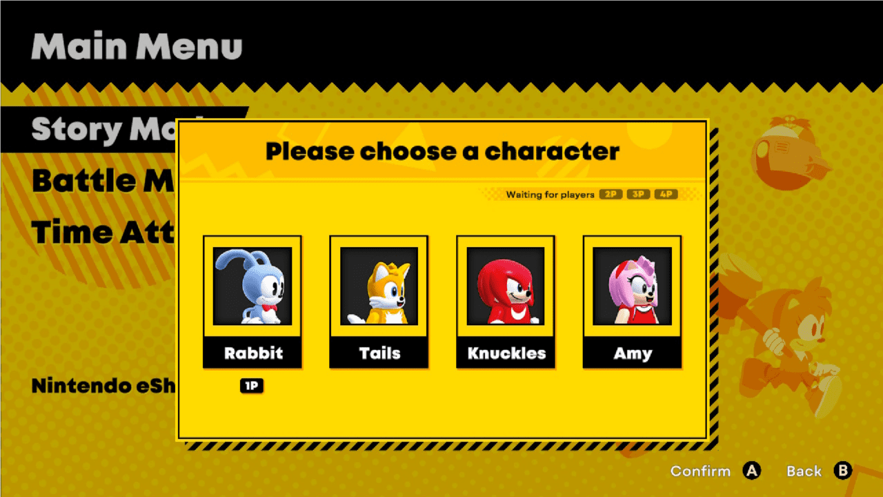 Sonic Superstars personages keuze