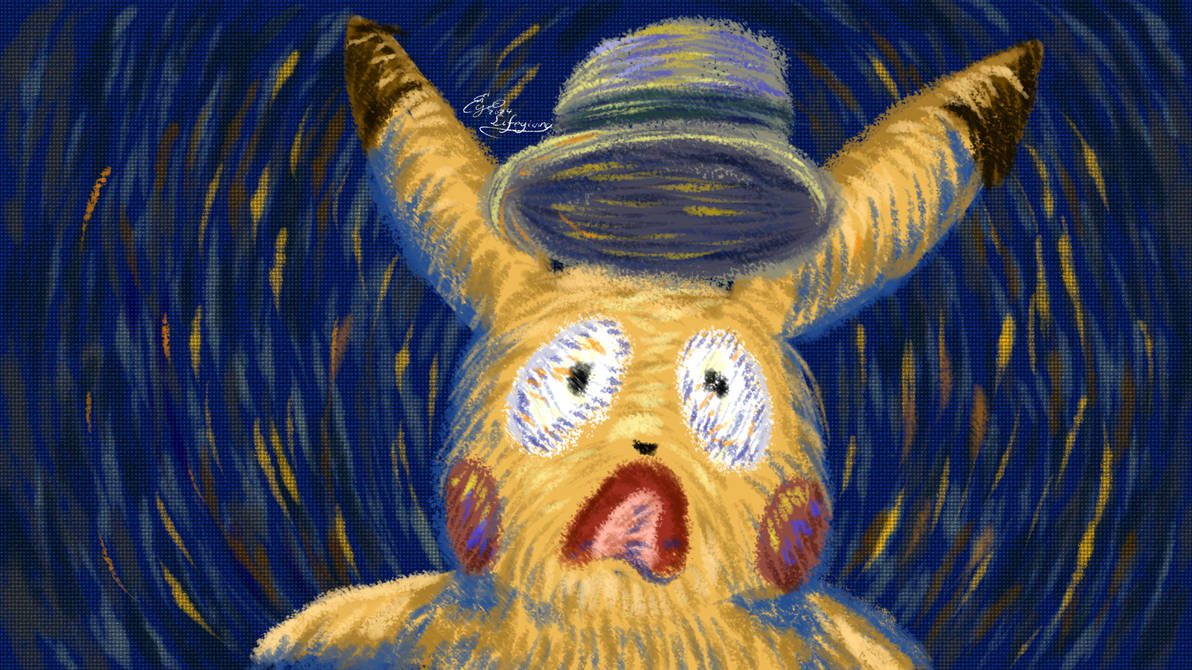 Pikachu_Van_Gogh_Fanart_Scream_Pikachu_with_grey_felt_hat