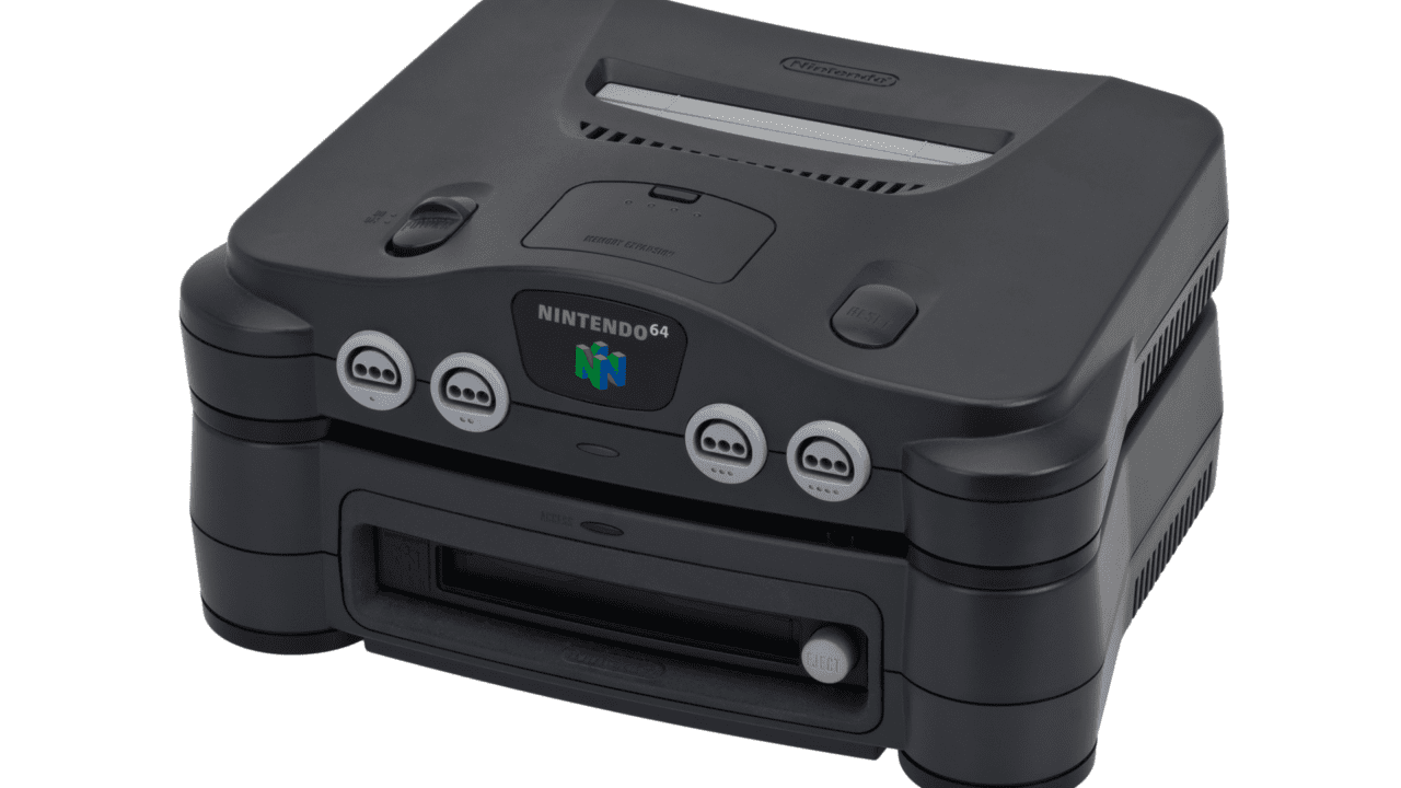 Afbeelding toont de Nintendo 64 Disk Drive samen met de Nintendo 64